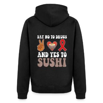 Peace Ribbon Week Awareness Yes Sushi Wear Red - Unisex Premium Organic Zip Hoodie - black - Back - Nico (187cm)