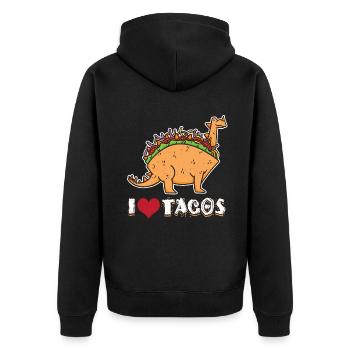 Love Tacos Cute Kawaii Dinosaur Animal Taco - Unisex Premium Bio Zip Hoodie - Schwarz - Hinten - Nico (187cm)