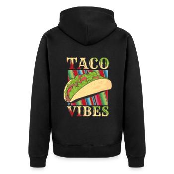 Retro Vintage Mexican Food Taco Vibes - Unisex Premium Bio Zip Hoodie - Schwarz - Hinten - Nico (187cm)