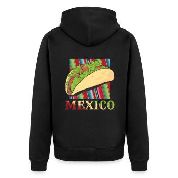 Retro Vintage Mexican Food Mexico Taco - Unisex Premium Bio Zip Hoodie - Schwarz - Hinten - Nico (187cm)