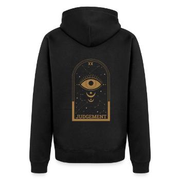 Judgement Eye Skeleton Tarot Card Halloween - Unisex Premium Bio Zip Hoodie - Schwarz - Hinten - Nico (187cm)
