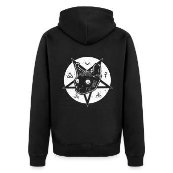 Pentagram Sphynx Cat Black Tarot Gothic Halloween - Unisex Premium Bio Zip Hoodie - Schwarz - Hinten - Nico (187cm)