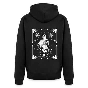 Occult Vintage Tarot Krampus Halloween - Unisex Premium Bio Zip Hoodie - Schwarz - Hinten - Nico (187cm)