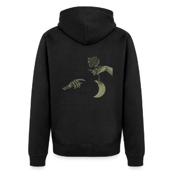 Occult Artwork Art Rose Satanic Gothic Halloween - Unisex Premium Bio Zip Hoodie - Schwarz - Hinten - Nico (187cm)