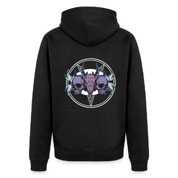 Occult Satanic Wendigo Bone Gothic Halloween - Unisex Premium Bio Zip Hoodie - Schwarz - Hinten - Nico (187cm)