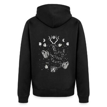 Occult Vintage Tarot Stars Goblincore Halloween - Unisex Premium Bio Zip Hoodie - Schwarz - Hinten - Nico (187cm)