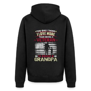 Love Being Grandpa American Proud Veterans Day - Unisex Premium Bio Zip Hoodie - Schwarz - Hinten - Nico (187cm)