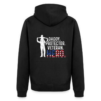 Hero Daddy USA Journée des vétérans américains fiers - Veste à capuche bio Premium Unisexe - noir - Dos - Nico (187cm)