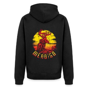 Wendigo Folk Creature Halloween Cryptid - Unisex Premium Bio Zip Hoodie - Schwarz - Hinten - Nico (187cm)
