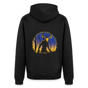 Wendigo Folk Creature Forest Cryptid Halloween - Unisex Premium Organic Zip Hoodie - black - Back - Nico (187cm)