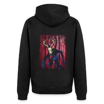 Wendigo Folk Creature Forest Halloween Cryptid - Unisex Premium Organic Zip Hoodie - black - Back - Nico (187cm)