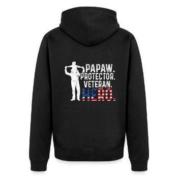 Hero Daddy Papaw USA American Proud Veterans Day - Unisex Premium Bio Zip Hoodie - Schwarz - Hinten - Nico (187cm)