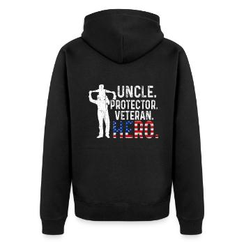Hero Uncle USA Journée des vétérans américains fiers - Veste à capuche bio Premium Unisexe - noir - Dos - Nico (187cm)