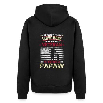 Love Being Dad Grandpa American Proud Veterans Day - Unisex Premium Bio Zip Hoodie - Schwarz - Hinten - Nico (187cm)