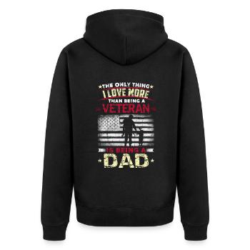 Love Being Dad Papa American Proud Veterans Day - Unisex Premium Bio Zip Hoodie - Schwarz - Hinten - Nico (187cm)