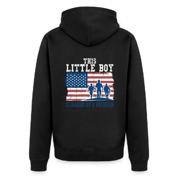 Little Boy Raise By Veteran Proud Veterans Day - Unisex Premium Organic Zip Hoodie - black - Back - Nico (187cm)