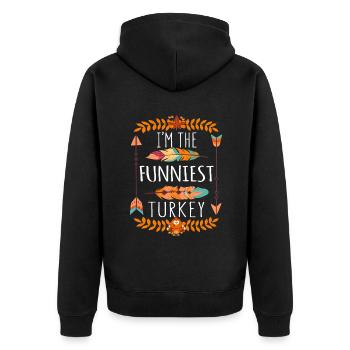 The Funniest Turkey Day 2022 Happy Thanksgiving - Unisex Premium Bio Zip Hoodie - Schwarz - Hinten - Nico (187cm)