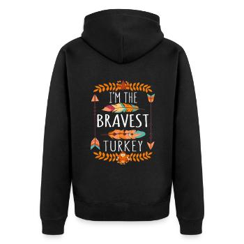The Bravest Turkey Day 2022 Happy Thanksgiving - Unisex Premium Bio Zip Hoodie - Schwarz - Hinten - Nico (187cm)