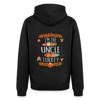 The Uncle Turkey Day 2022 Happy Thanksgiving - Unisex Premium Bio Zip Hoodie - Schwarz - Hinten - Nico (187cm)