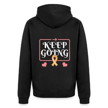 Keep Pink October Breast Cancer Awareness - Unisex Premium Bio Zip Hoodie - Schwarz - Hinten - Nico (187cm)