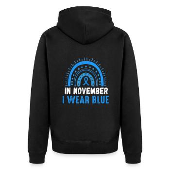 Blue Wear en novembre Mois de la sensibilisation au diabète - Veste à capuche bio Premium Unisexe - noir - Dos - Nico (187cm)