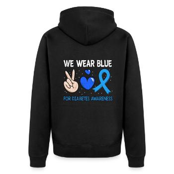 Love In November Blue Diabetes Awareness Month - Unisex Premium Bio Zip Hoodie - Schwarz - Hinten - Nico (187cm)