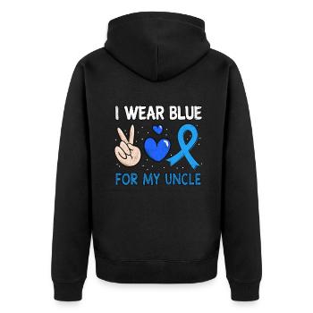 In November Blue For Uncle Diabetes Awareness - Unisex Premium Bio Zip Hoodie - Schwarz - Hinten - Nico (187cm)