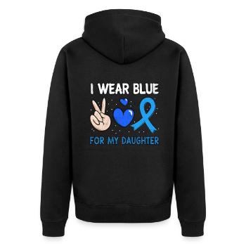 In November Blue For Daughter Diabetes Awareness - Unisex Premium Bio Zip Hoodie - Schwarz - Hinten - Nico (187cm)