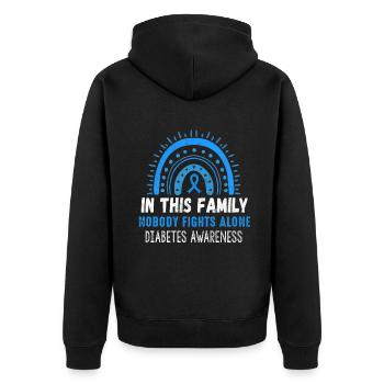 Rainbow Blue November Diabetes Awareness Family - Unisex Premium Bio Zip Hoodie - Schwarz - Hinten - Nico (187cm)