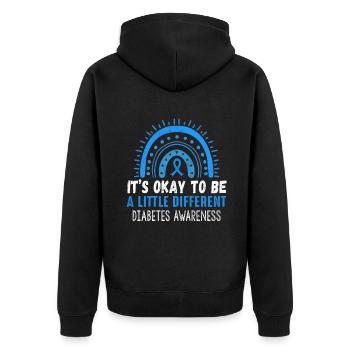 It's Okay Rainbow Blue November Diabetes Awareness - Unisex Premium Bio Zip Hoodie - Schwarz - Hinten - Nico (187cm)