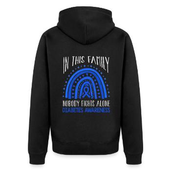 Family Rainbow Diabetes Awareness Blue November - Unisex Premium Bio Zip Hoodie - Schwarz - Hinten - Nico (187cm)