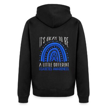 It's Okay Rainbow Diabetes Awareness Blue November - Unisex Premium Bio Zip Hoodie - Schwarz - Hinten - Nico (187cm)
