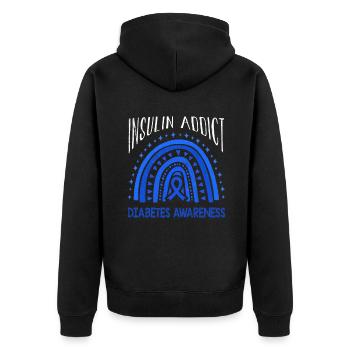 Insulin Rainbow Diabetes Awareness Blue November - Unisex Premium Bio Zip Hoodie - Schwarz - Hinten - Nico (187cm)