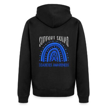 Support Rainbow Diabetes Awareness Blue November - Unisex Premium Bio Zip Hoodie - Schwarz - Hinten - Nico (187cm)