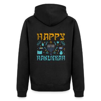 Noël juif Joyeux Hanoukka Modèle - Veste à capuche bio Premium Unisexe - noir - Dos - Nico (187cm)
