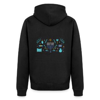Ornaments Jewish Christmas Jew Hanukkah Elements - Unisex Premium Organic Zip Hoodie - black - Back - Nico (187cm)