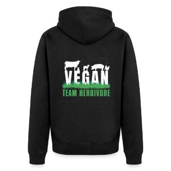 Herbivore Farm Animals Vegetable Vegetarian Vegan - Unisex Premium Bio Zip Hoodie - Schwarz - Hinten - Nico (187cm)