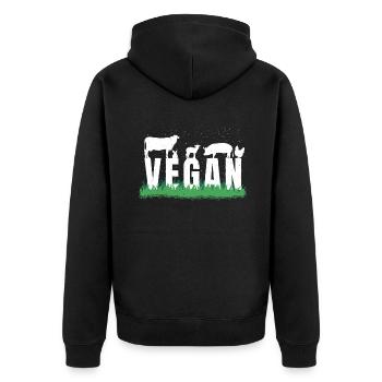 Animaux de ferme Légumes Végétarien Végétalien - Veste à capuche bio Premium Unisexe - noir - Dos - Nico (187cm)