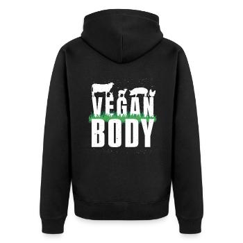 Farm Animals Vegetable Vegetarian Go Vegan Body - Unisex Premium Bio Zip Hoodie - Schwarz - Hinten - Nico (187cm)