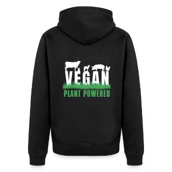 Animaux de ferme Légumes Végétarien Végétalien - Veste à capuche bio Premium Unisexe - noir - Dos - Nico (187cm)