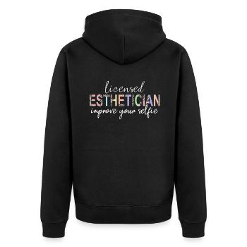 Esthéticienne agréée Améliorez l’esthétique agréée de thérapeute de la peau - Veste à capuche bio Premium Unisexe - noir - Dos - Nico (187cm)