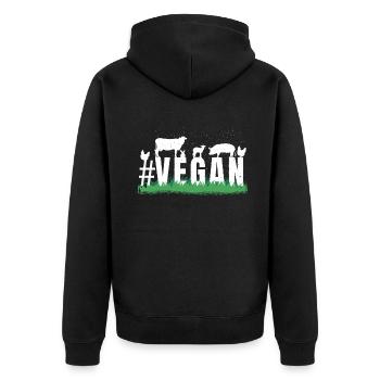 Animaux de ferme Légumes Végétarien Tendance Végétalienne - Veste à capuche bio Premium Unisexe - noir - Dos - Nico (187cm)
