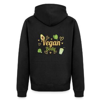 Avocado Heart Vegetable Vegetarian Go Vegan Body - Unisex Premium Bio Zip Hoodie - Schwarz - Hinten - Nico (187cm)