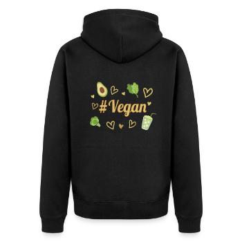 Avocado Heart Vegetable Vegetarian Trend Vegan - Unisex Premium Bio Zip Hoodie - Schwarz - Hinten - Nico (187cm)