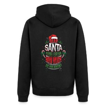 December Santa Before I Explain Love Christmas - Unisex Premium Bio Zip Hoodie - Schwarz - Hinten - Nico (187cm)