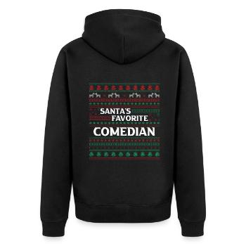 December Santa Favorite Comedian Ugly Christmas - Unisex Premium Bio Zip Hoodie - Schwarz - Hinten - Nico (187cm)