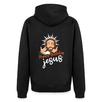 Cute Christmas December 2022 Happy Birth Jesus - Unisex Premium Organic Zip Hoodie - black - Back - Nico (187cm)