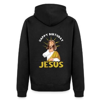 Funny Christmas December 2022 Happy Birth Jesus - Unisex Premium Organic Zip Hoodie - black - Back - Nico (187cm)