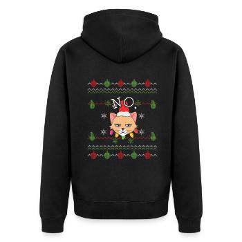 No December 2022 Cat Hates Christmas Hater - Unisex Premium Bio Zip Hoodie - Schwarz - Hinten - Nico (187cm)