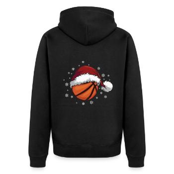 December Basketball Lover Love Christmas - Unisex Premium Bio Zip Hoodie - Schwarz - Hinten - Nico (187cm)